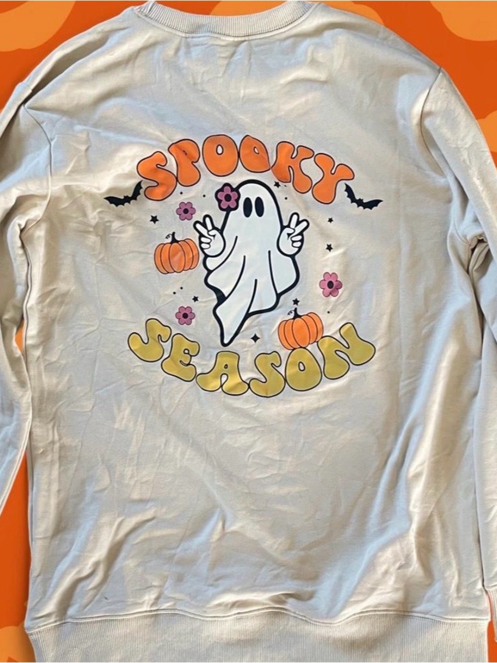Spooky Season Graphic Crewneck Sweater Women’s Size Small - White